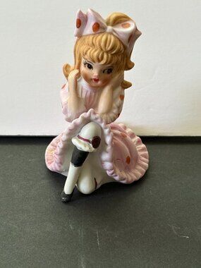 Lefton Trademark Exclusive Japan Porcelain Girl in Pink Dress Figurine